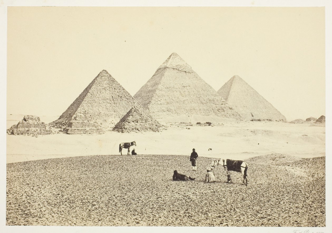 Pyramiderne i El Geezeh, fra sydvest af Francis Frith
