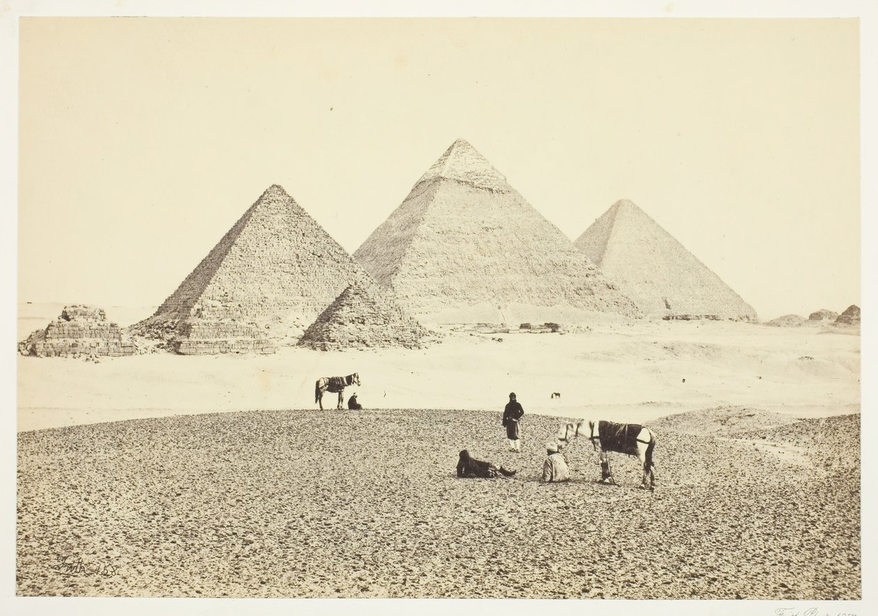 Pyramiderne i El Geezeh, fra sydvest, 1857. af Francis Frith