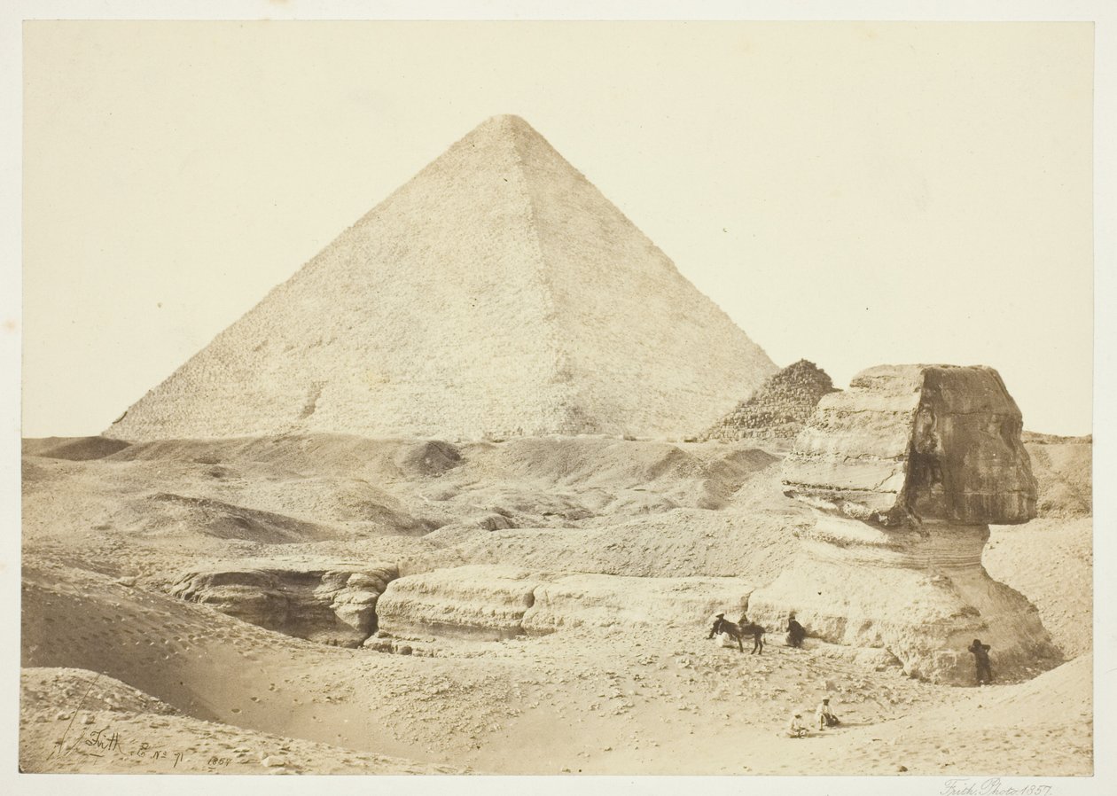 Sphynxen og den store pyramide af Francis Frith