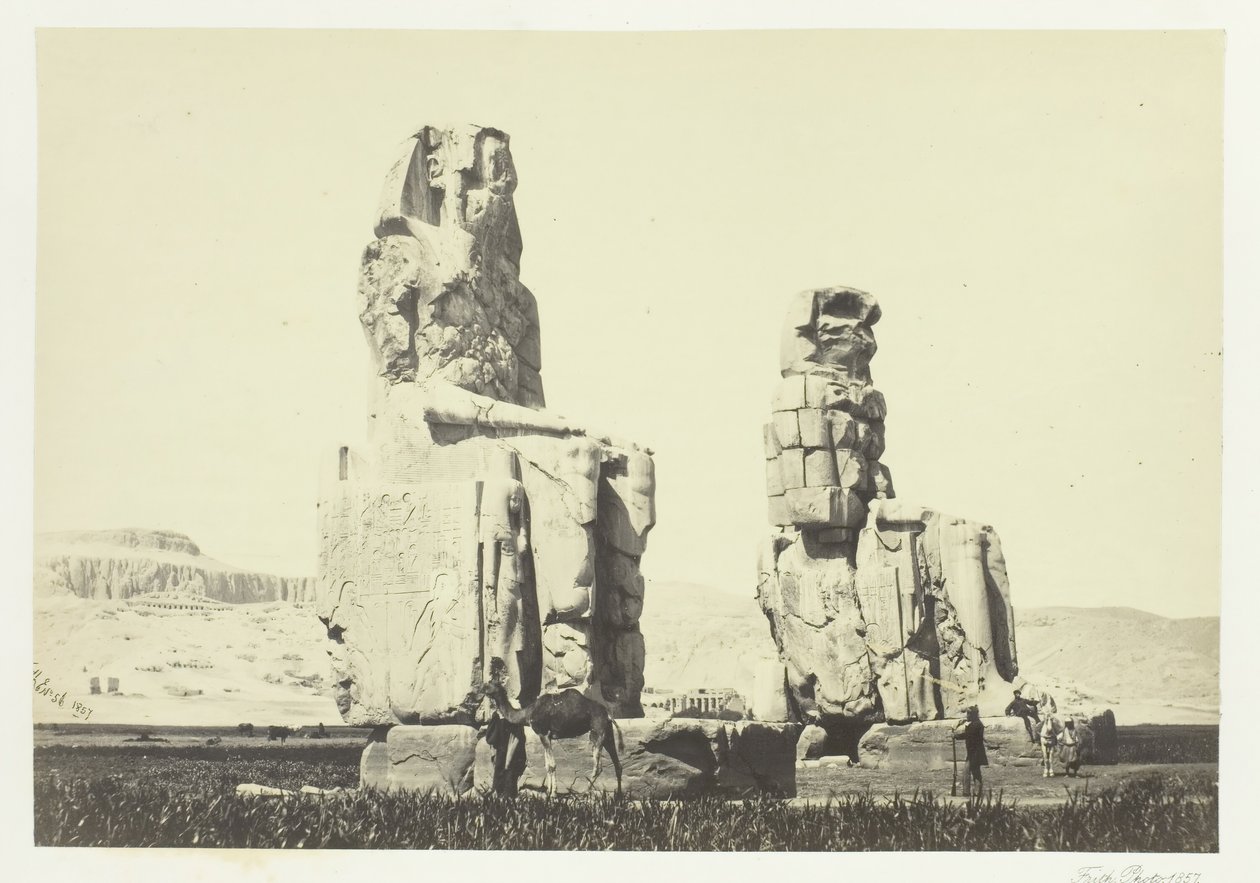 Statuerne af Memnon, Thebensletten, 1857. af Francis Frith