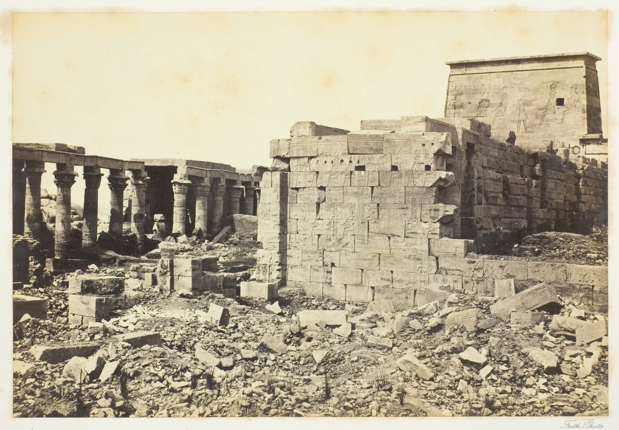 Udsigt over øen Philae, 1857, trykt 1862. af Francis Frith