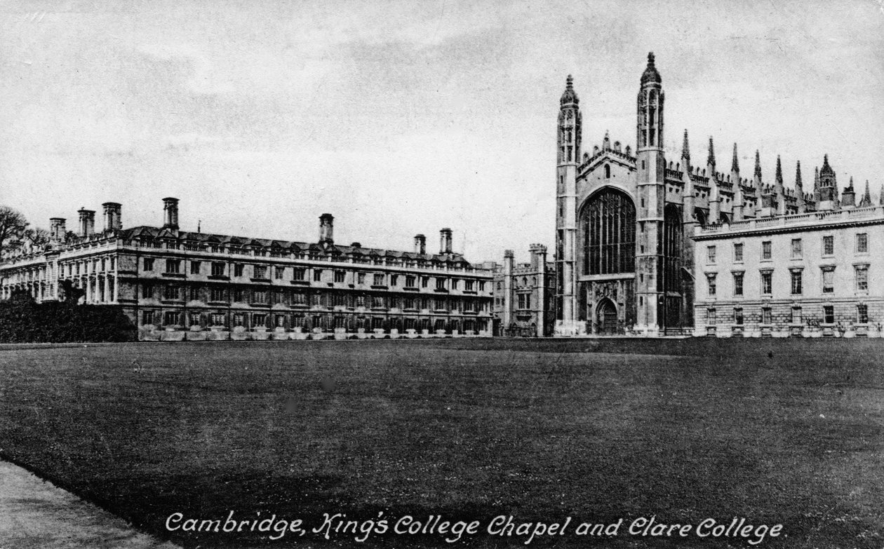 Kings College Chapel og Clare College, Cambridge, Cambridgeshire, slutningen af det 19. århundrede. af Frith and Co