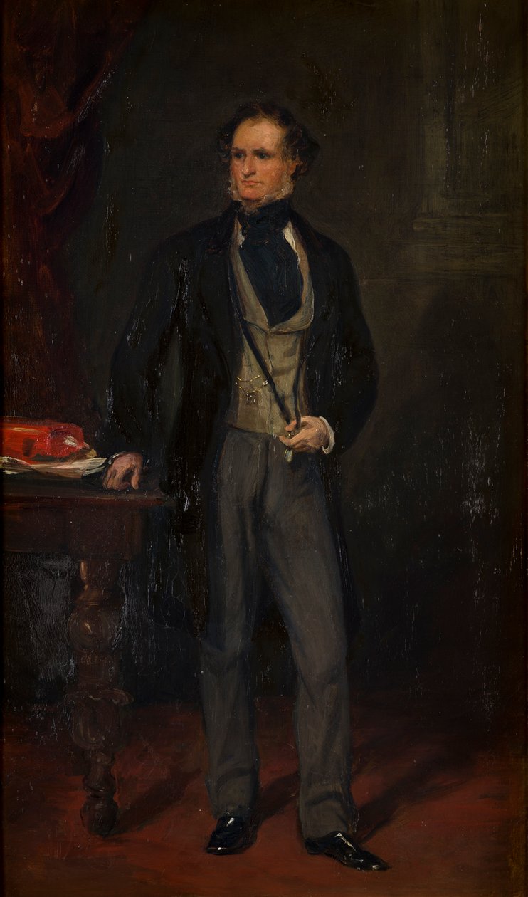 Portræt af Edward Stanley, ca. 14th Earl of Derby, ca. 1820-69 (olie på lærred) af Francis Grant