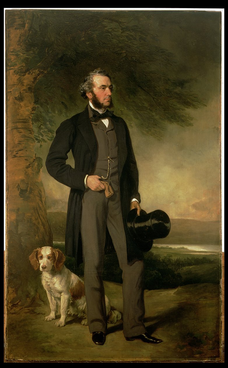 Portræt af John Hick Esq, JP, ca.1861 (par af 93967) af Francis Grant