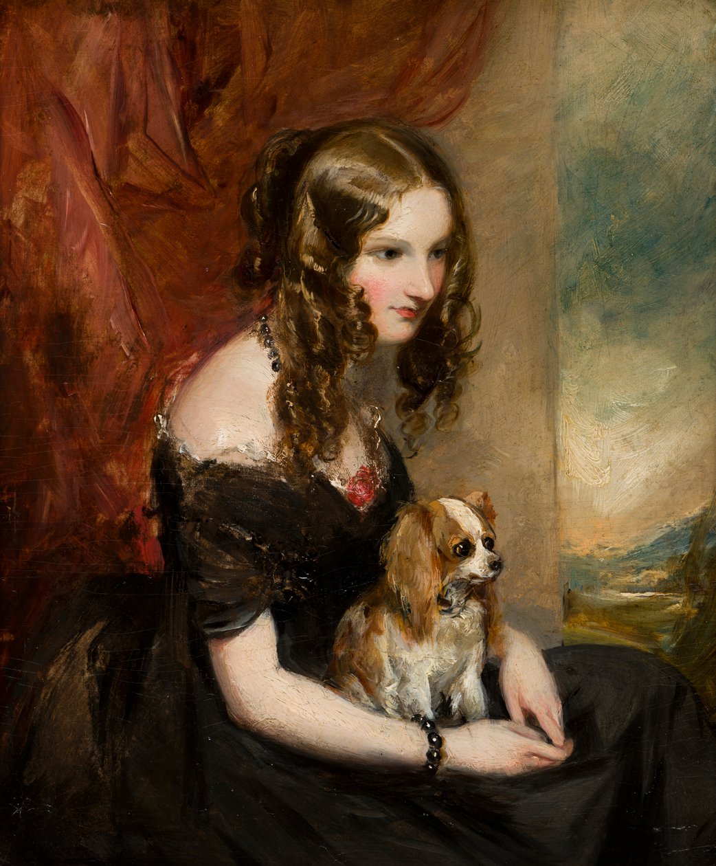 Portræt af Hon. Selina Weld Forester, Viscountesse Newport og senere grevinde af Bradford (1819-1894), ca. 1839-78 (olie om bord) af Francis Grant