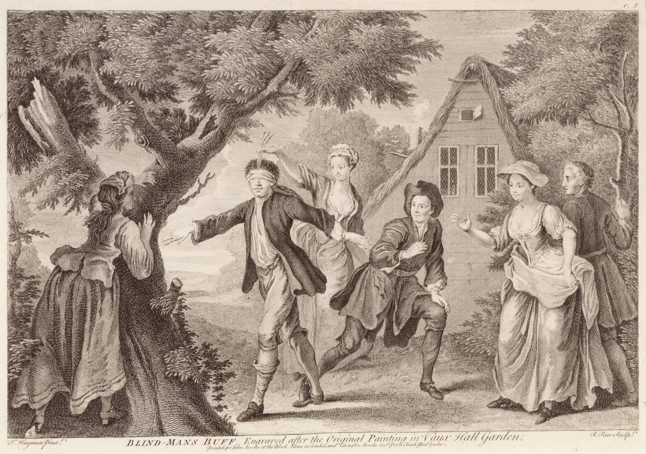 Blind-Mans Buff, graveret af Remi Parr (fl.1723-50) af Francis Hayman