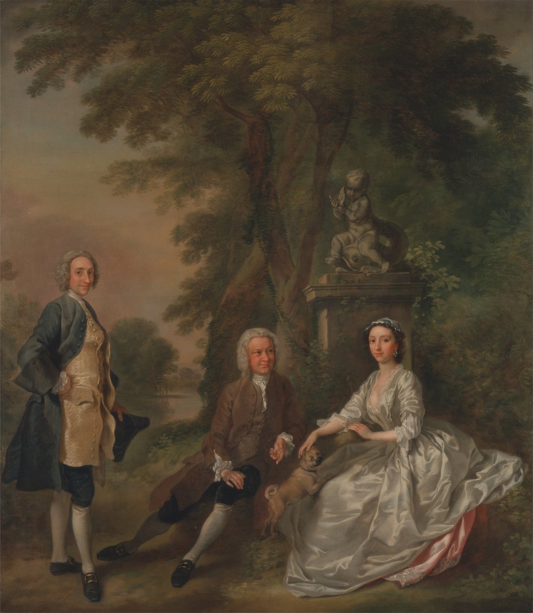 Jonathan Tyers med sin datter Elizabeth og hendes mand John Wood af Francis Hayman