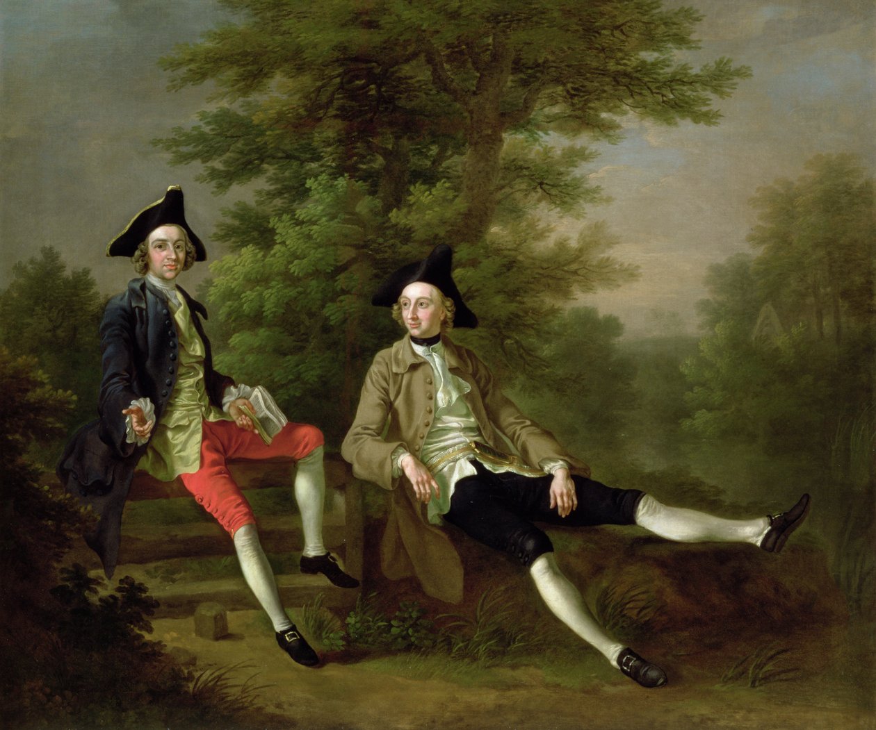 Portræt af David Garrick (1717-79) (venstre) og William Windham af Felbrigg (1717-61) (højre) ca. 1745 af Francis Hayman