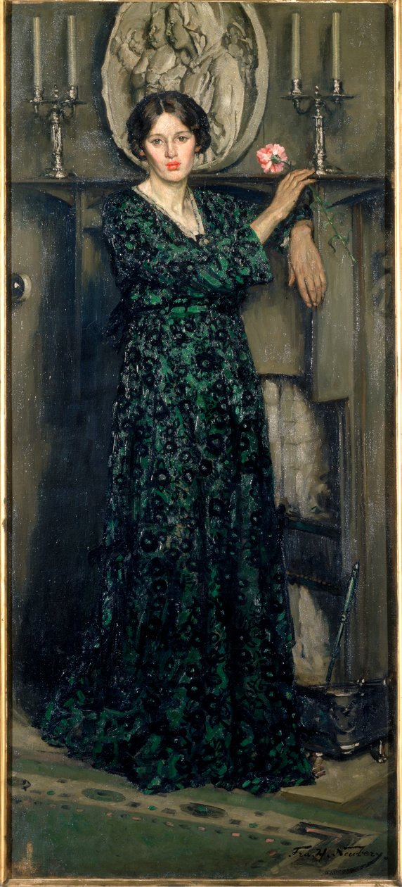 The Lady of the Carnation, ca. 1919 (olie på lærred) af Francis Henry Newbery