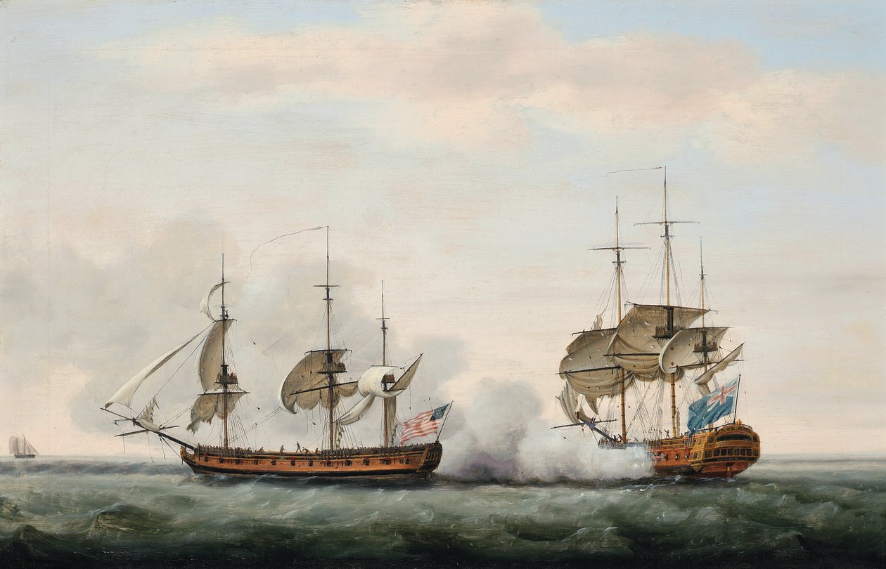 East India Companys skib Bridgewater forsvarede sin last mod et angreb fra den amerikanske kaper Hampden på vej fra St. Helena til England den 8. marts 1779 af Francis Holman