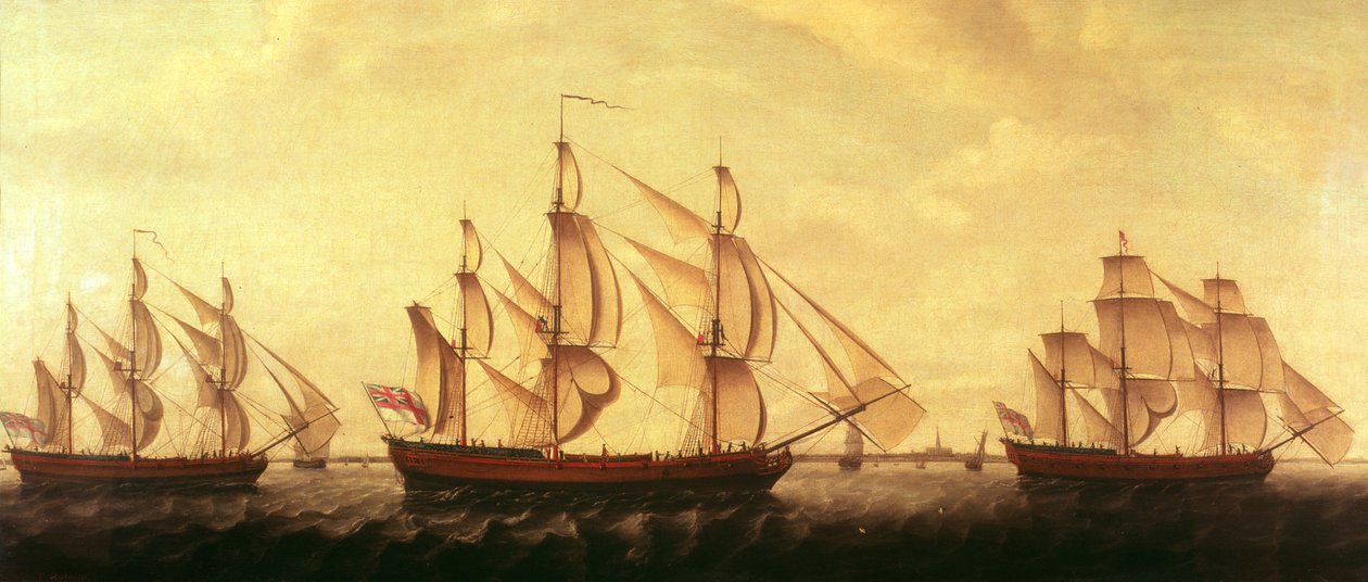 Tre Hudson Bay-skibe i Themsen af Francis Holman