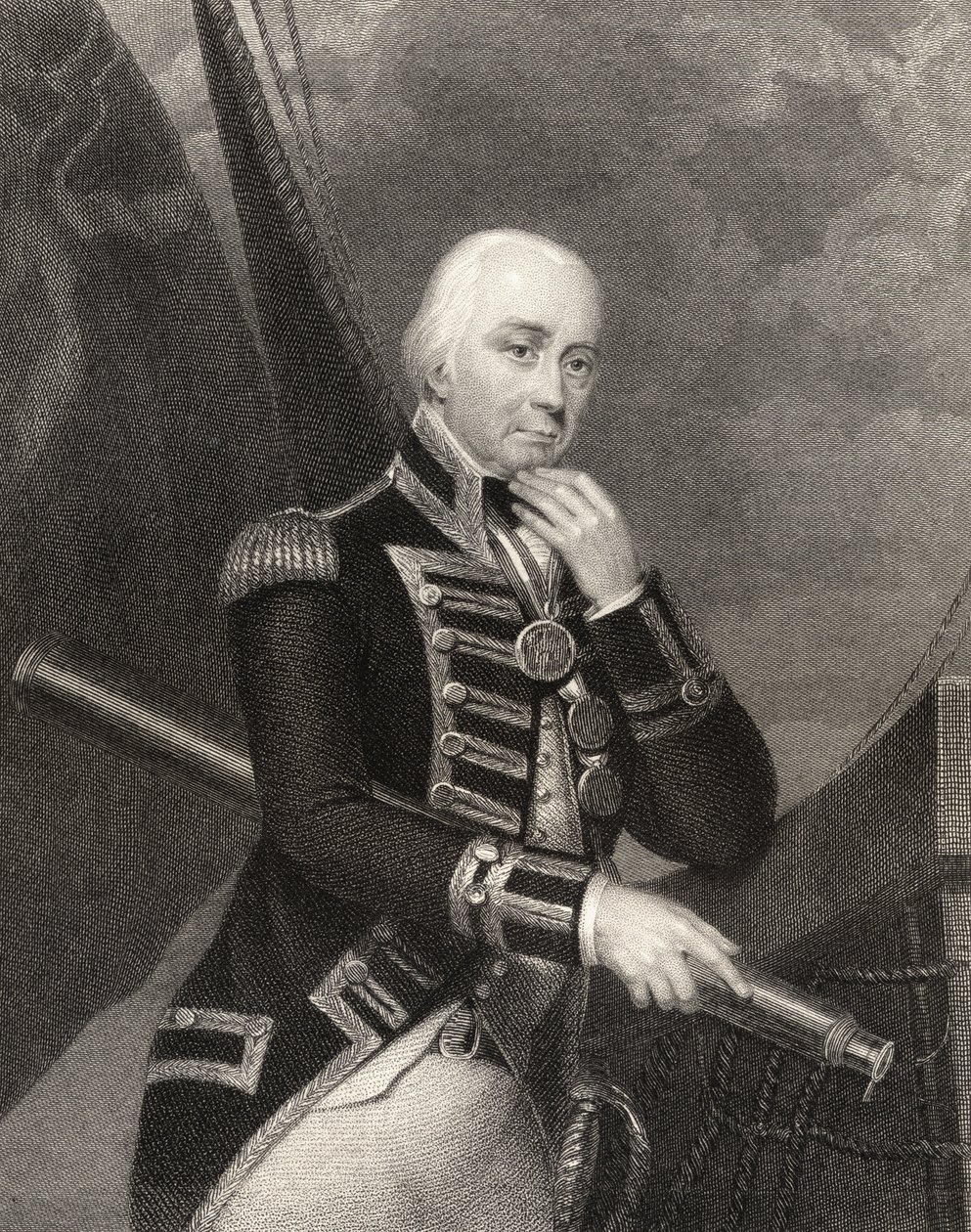 Admiral Lord Cuthbert Collingwood, graveret af W. Finden, fra "National Portrait Gallery, volume III", udgivet omkring 1835. af Francis Howard