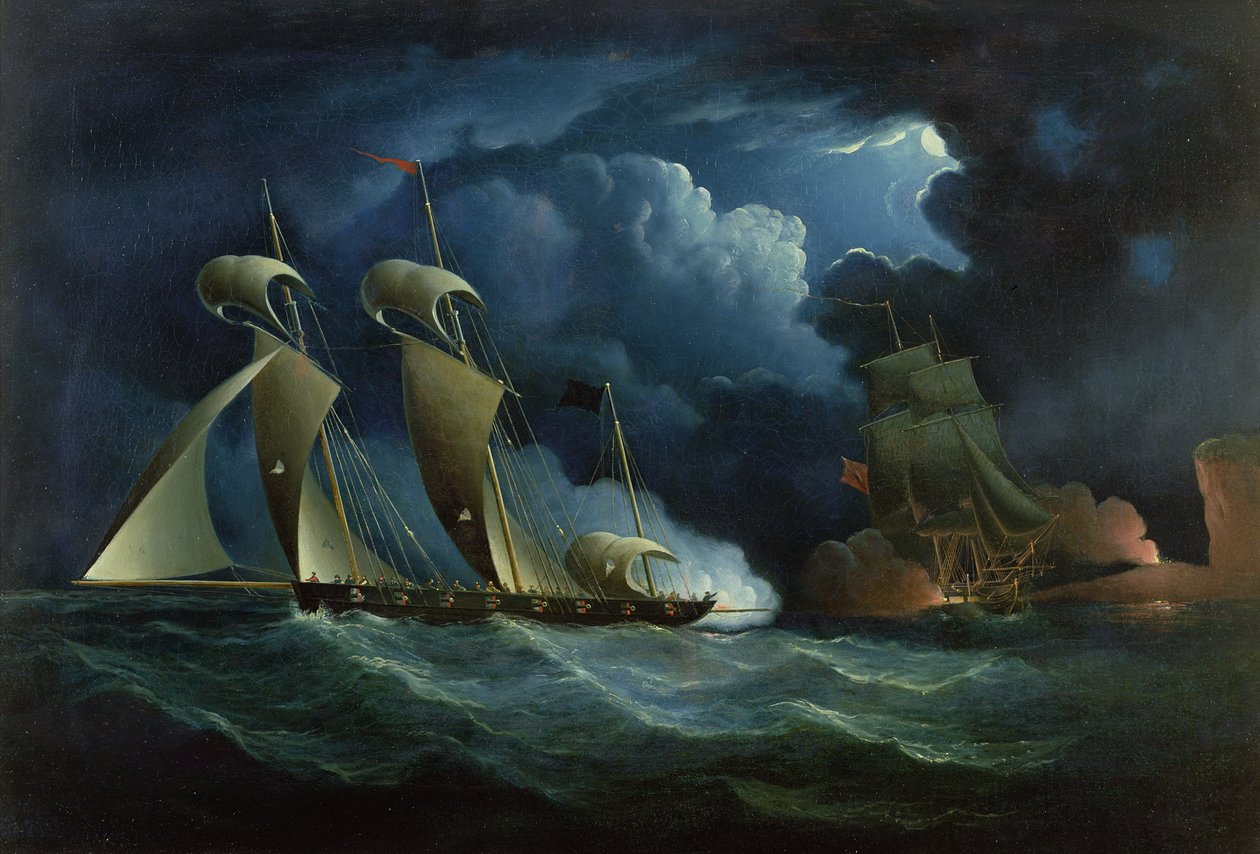 En toldbrigade, der engagerer piratlugeren, vil se af Francis Hustwick