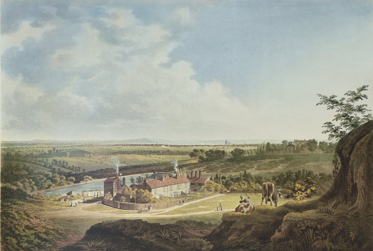 En udsigt over Hampstead Heath, der ser mod London, 1804 af Francis James Sarjent