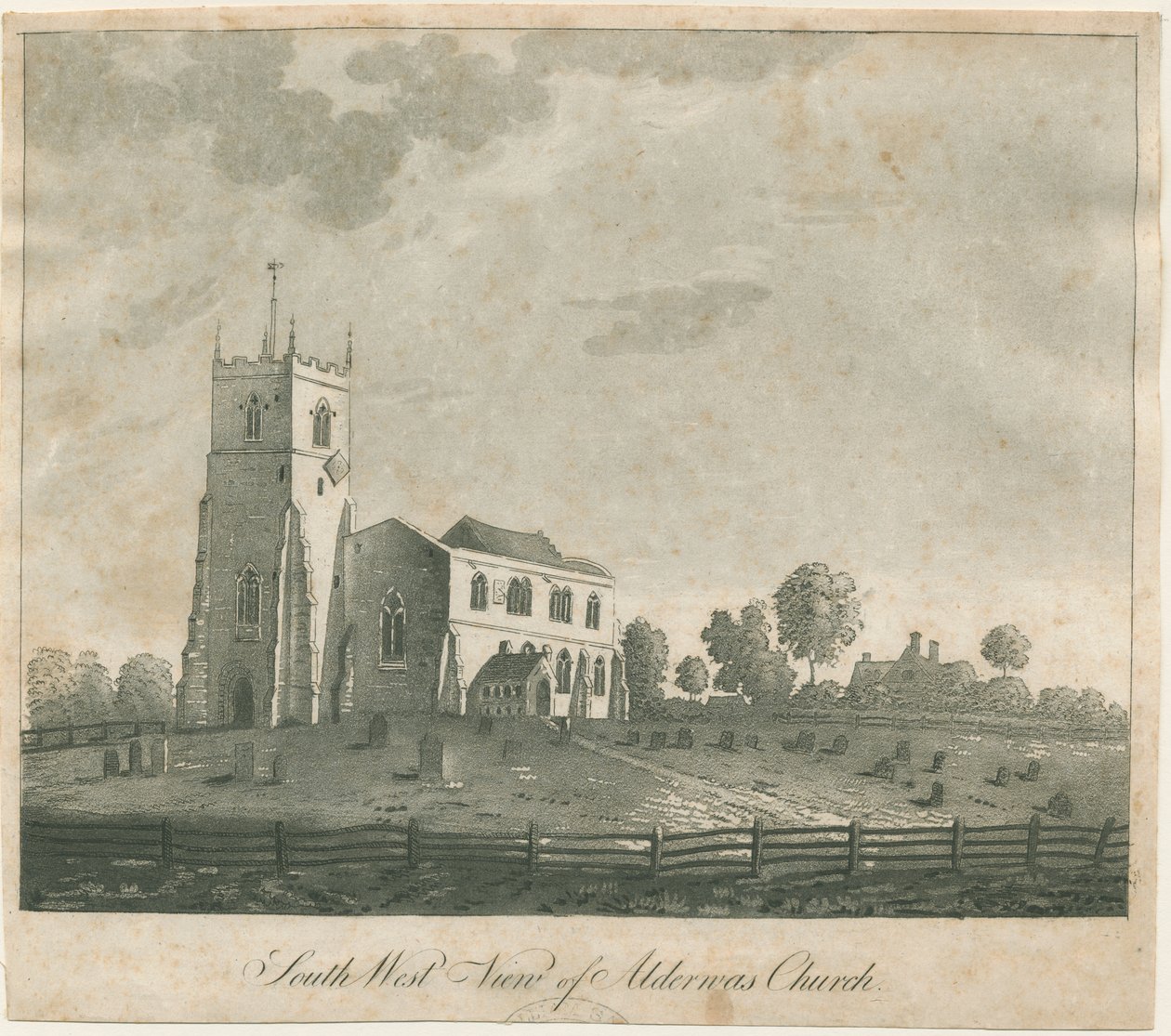 Alrewas Kirke: akvatintegravering og [?1700-tallet] (tryk) af Francis Jukes