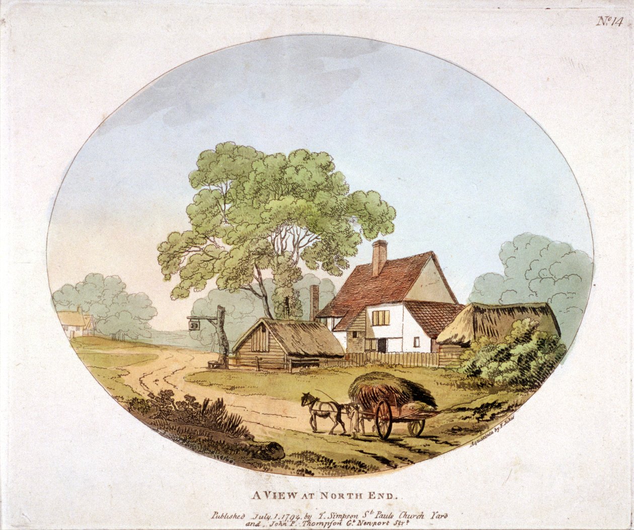 Generelt billede af Hampstead, London, 1794 af Francis Jukes
