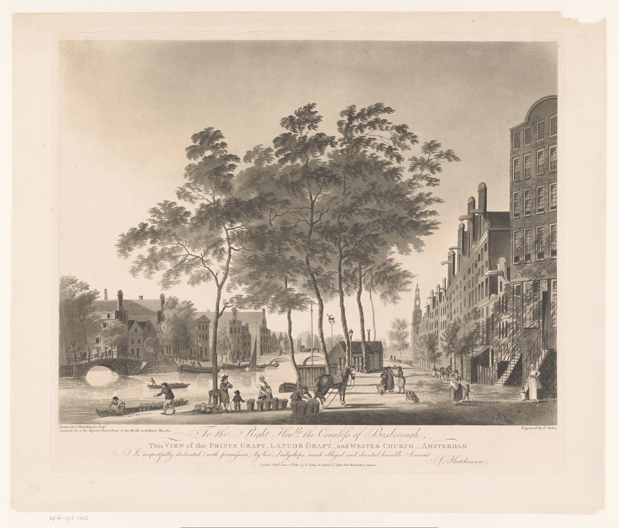 Udsigt over Prinsengracht og Westerkerk i Amsterdam Udsigt over Prince graft-Lanuor Graft- og Wester Church-Amsterdam (titel på objekt) af Francis Jukes