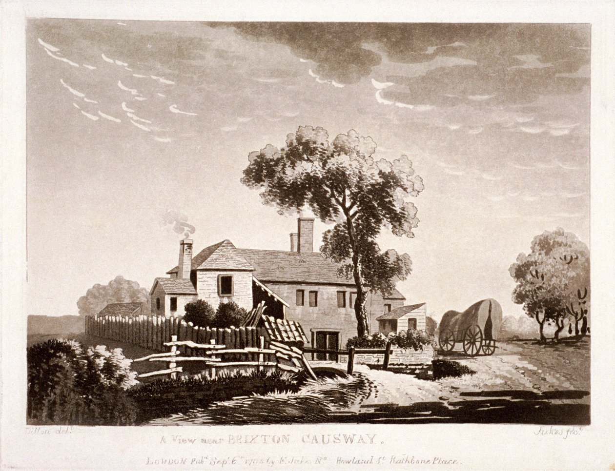 Udsigt nær Brixton Causeway, Lambeth, London, 1785 af Francis Jukes