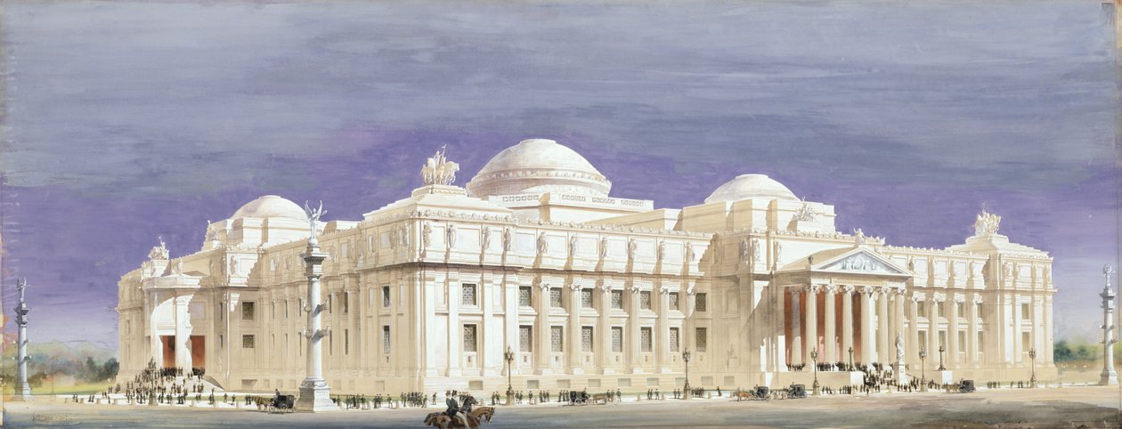 Design til Brooklyn Museum of Art, 1893 (wc med pen og blæk på papir) af Francis L.V. Hoppin