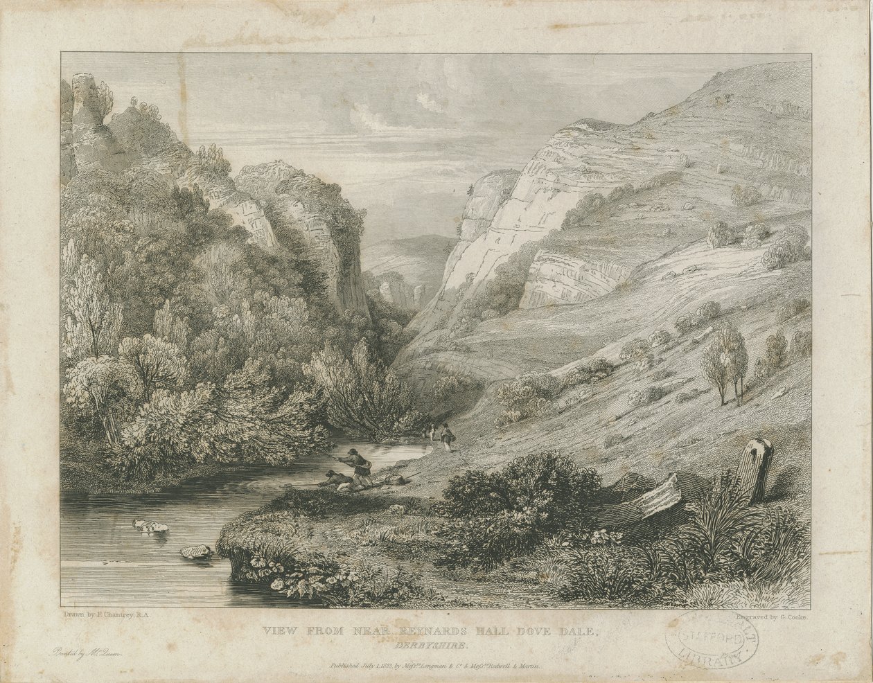 Dovedale - landskab: gravering, nd [c 1823] (tryk) af Francis Legatt Chantrey
