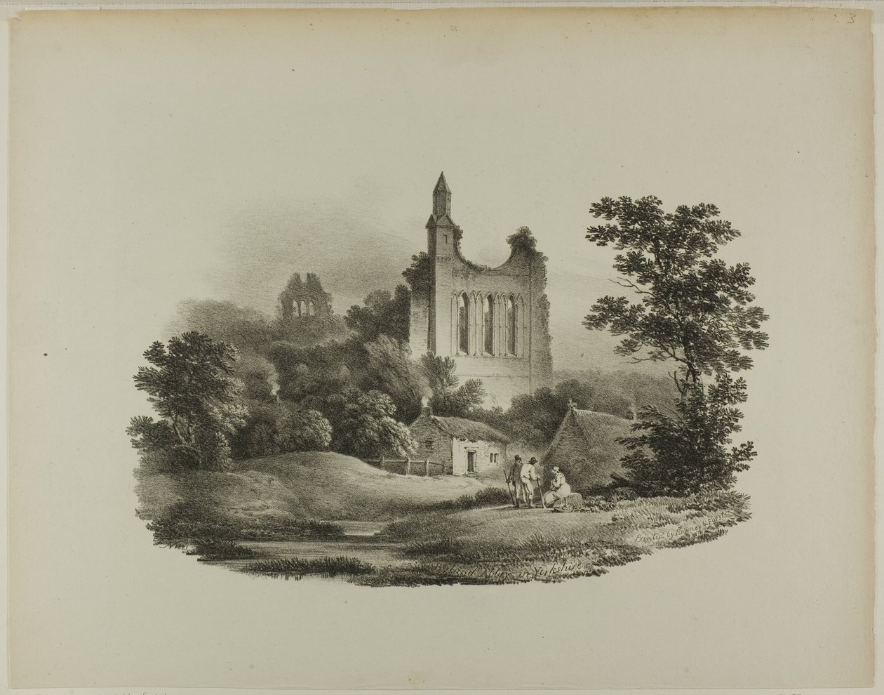 Byland Abbey, Yorkshire af Francis Nicholson