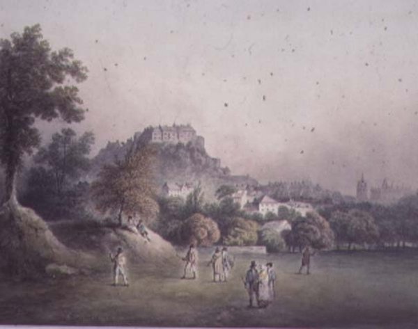 Edinburgh fra Bruntsfield Golf Links, slutningen af det 18. eller begyndelsen af det 19. århundrede af Francis Nicholson