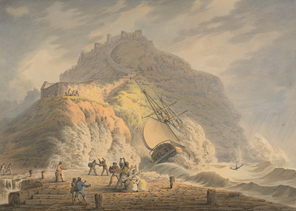 Scarborough: Forlis ved foden af Castle Cliff af Francis Nicholson