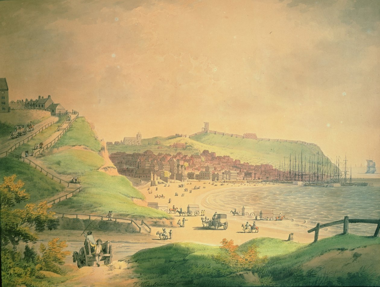 South Bay Scarborough, 1790 af Francis Nicholson