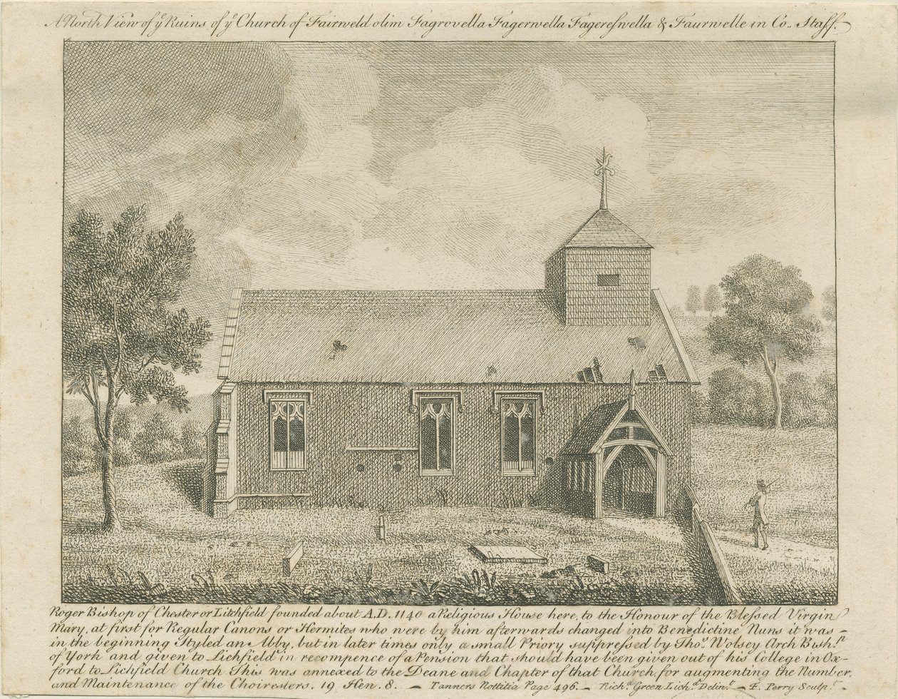 Afskedskirken: radering, nd [1740] (tryk) af Francis Perry