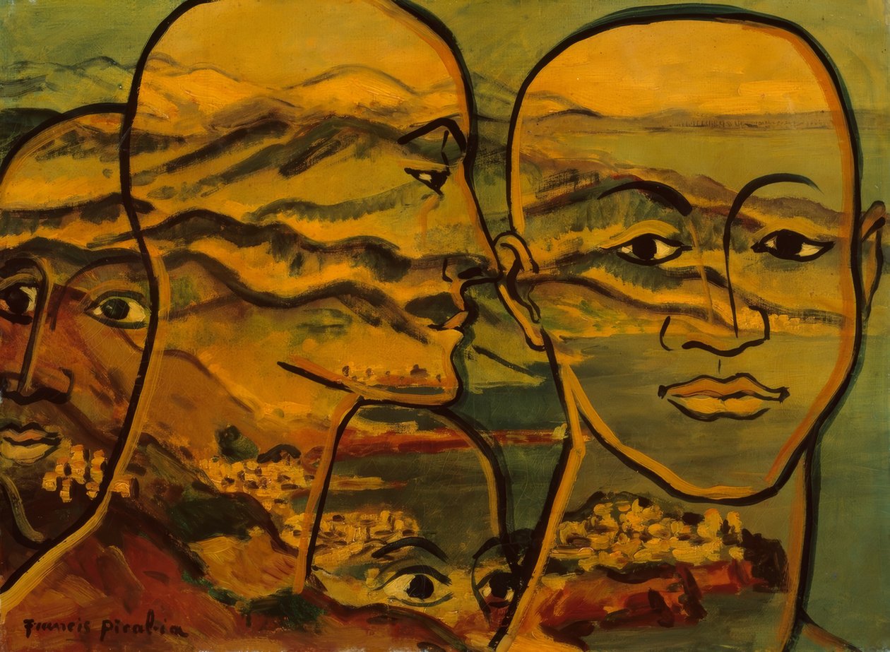 Landskab af hoveder (Têtes-paysage) af Francis Picabia