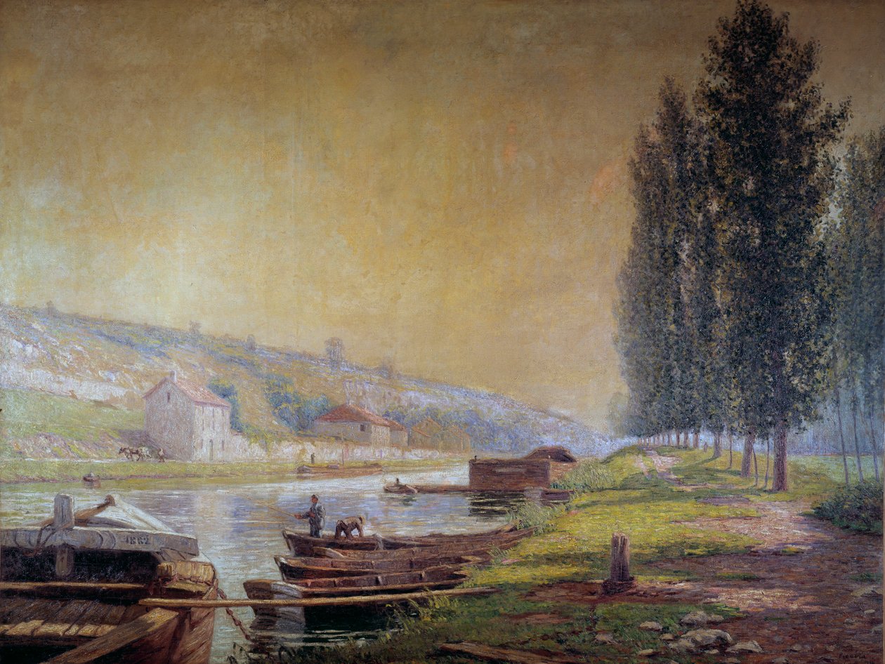 Le canal du Loing a Moret, 20. århundrede (olie på lærred) af Francis Picabia
