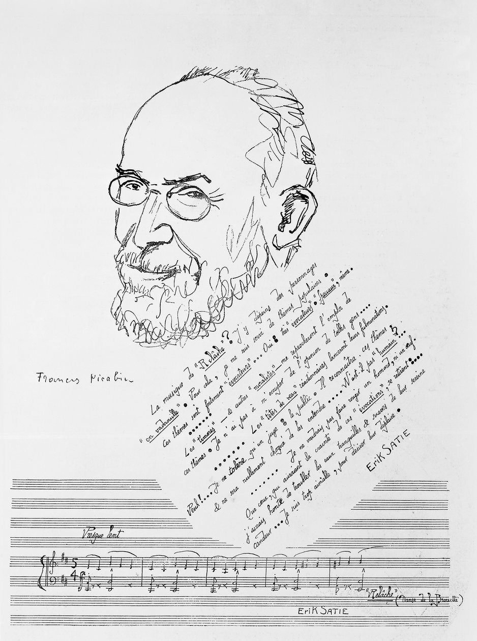 Portræt af den franske komponist og pianist Erik Satie af Francis Picabia