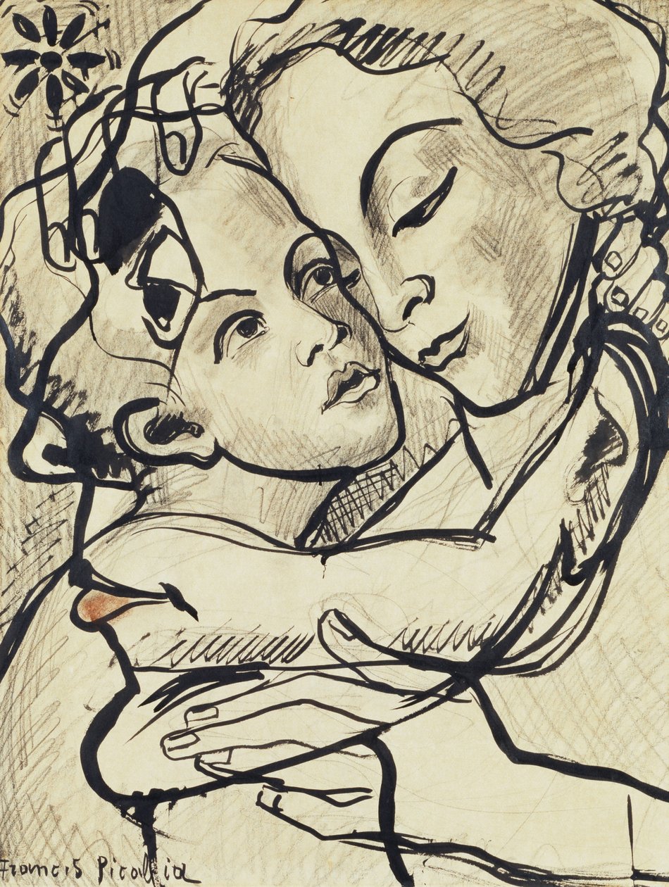 Transparency (Maternity), ca. 1931-32 (kul, pensel og tusch på papir) af Francis Picabia
