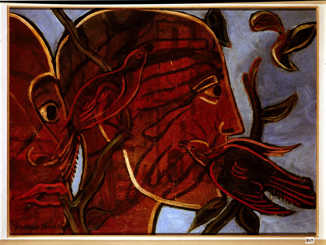 Gennemsigtighed. Mandens ansigt med fugle, 20. århundrede (maleri) af Francis Picabia
