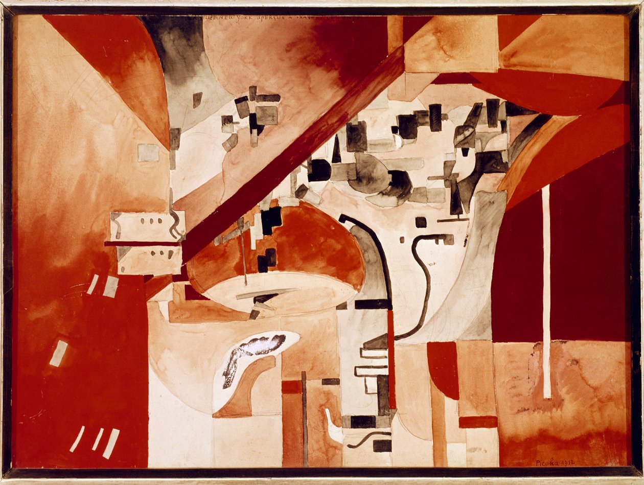 Udsigt over New York med hovedet nedad (Akvarel af Francis Picabia