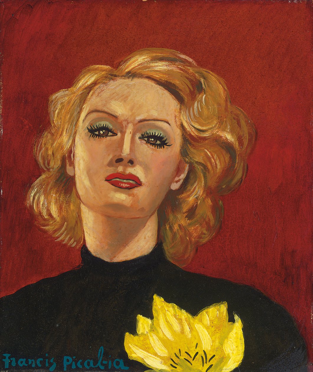 Kvinde med gul blomst, ca. 1941-2 (olie på plade) af Francis Picabia