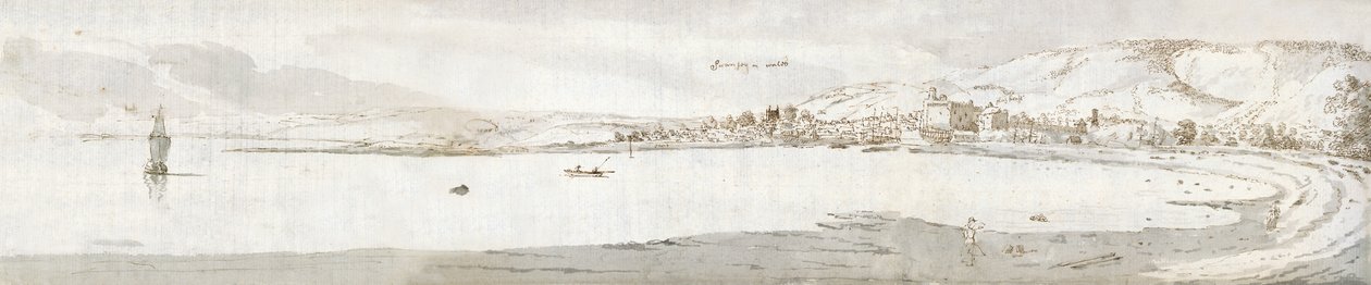 Swansea, ca. 1678 (akvarel og brunt blæk på papir) af Francis Place