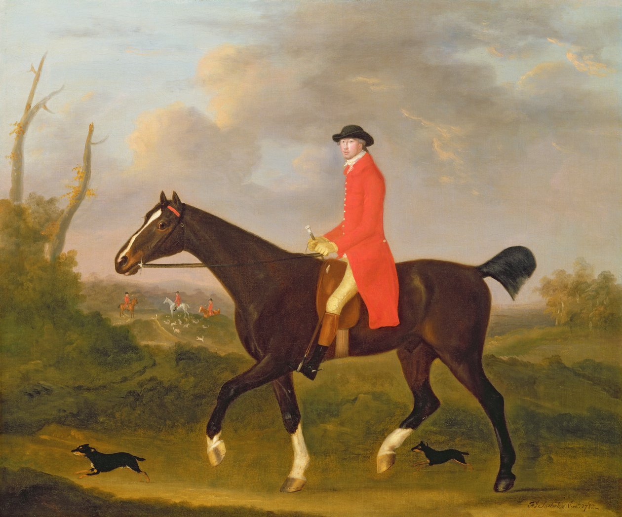 En herre på sin jæger rider til hundene af Francis Sartorius