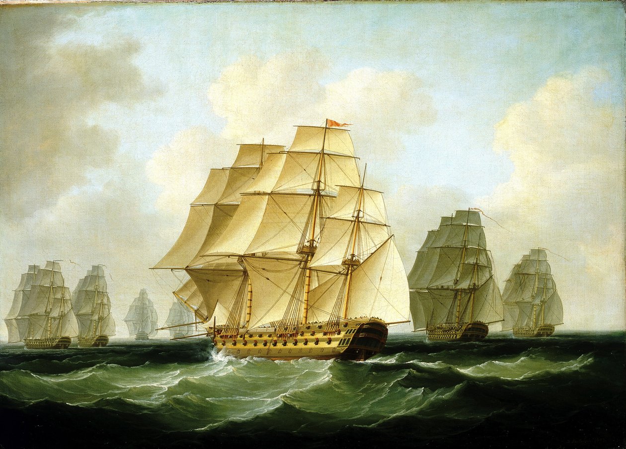 Episoder fra Napoleonskrigene (1803-1815): Richard Strachans forfølgelse ud for Kap Ortegal (Spanien), 4. november. af Francis Sartorius