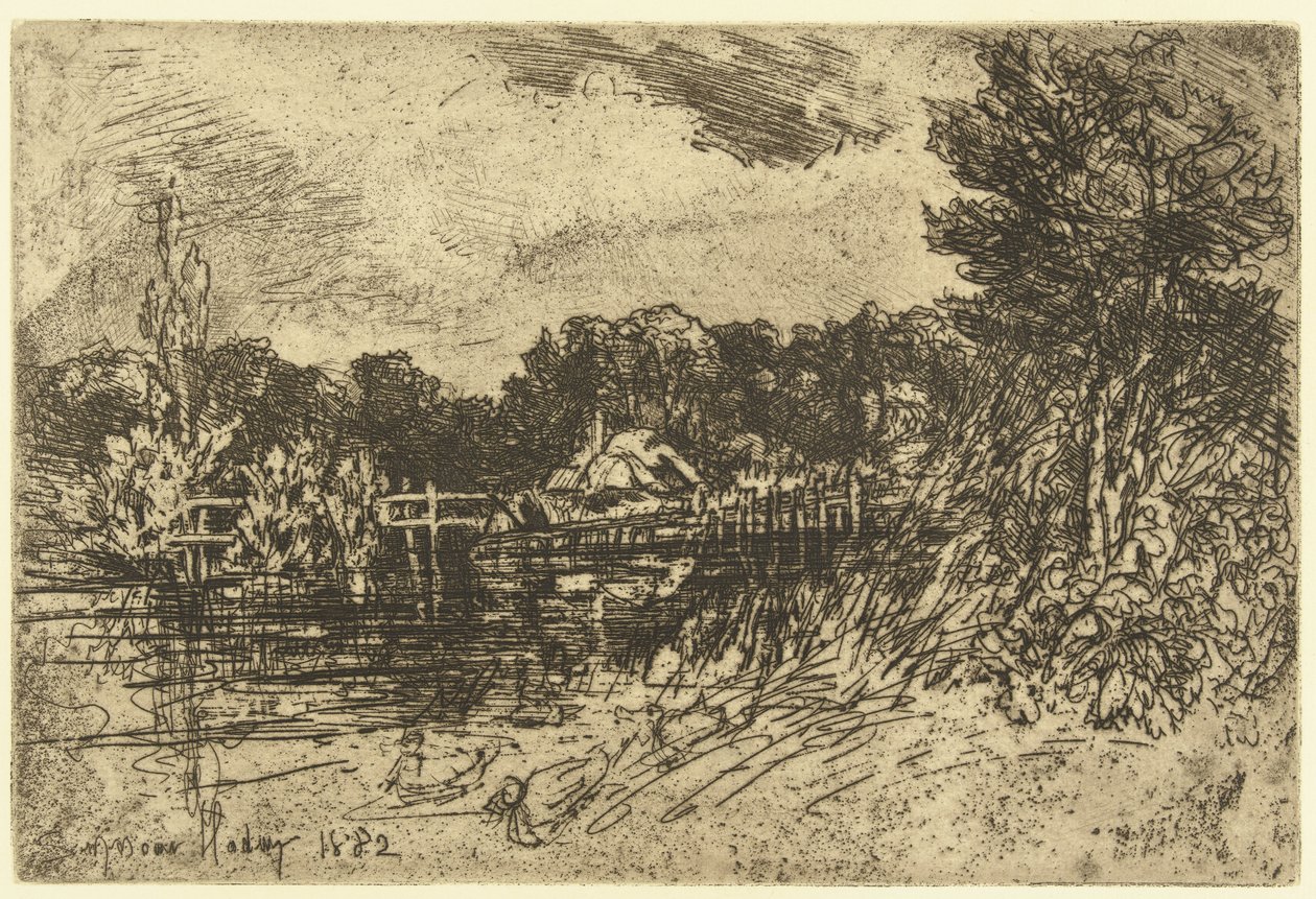 Flodprøven ved Longparish Prøven i Longsogne af Francis Seymour Haden (Sir) (signed by artist)