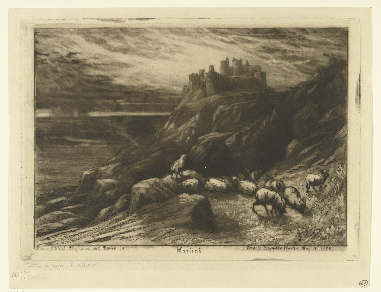 Harlech Castle i Wales Harlech (titel på objekt) af Francis Seymour Haden (Sir) (signed by artist)