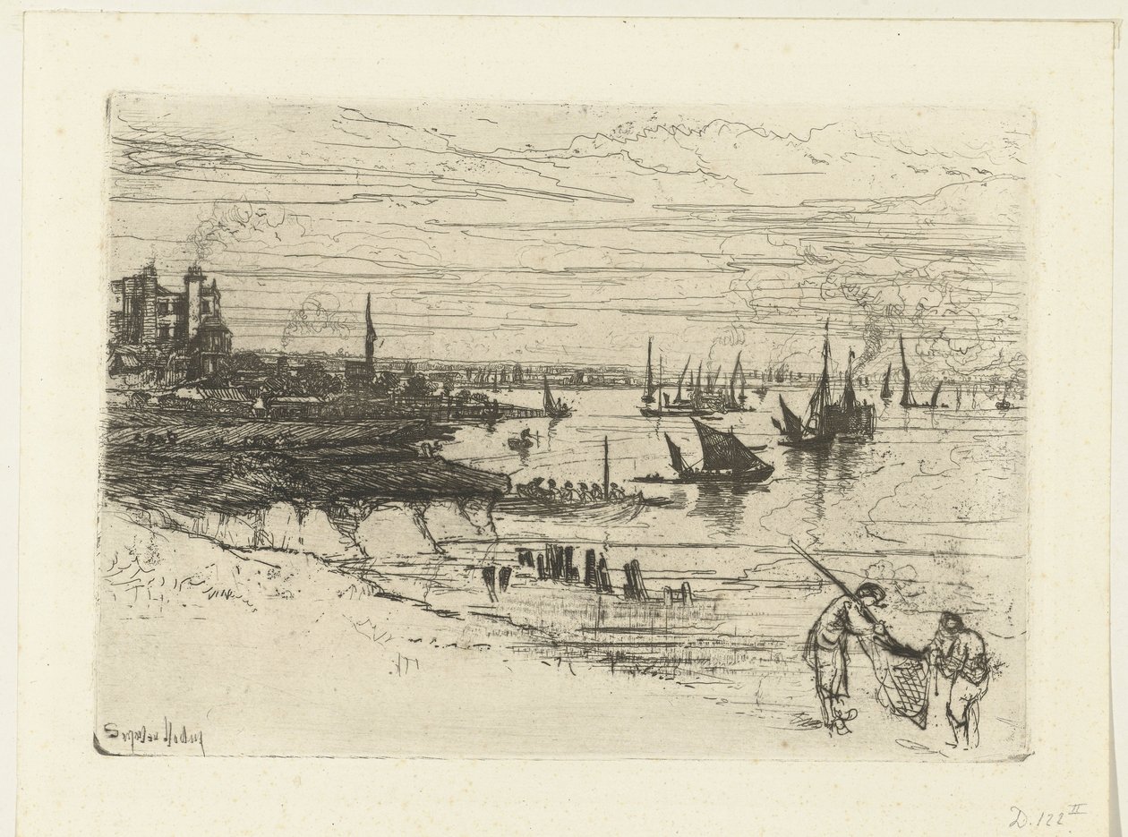 Kro ved Themsen Kroen, Purfleet af Francis Seymour Haden (Sir) (signed by artist)