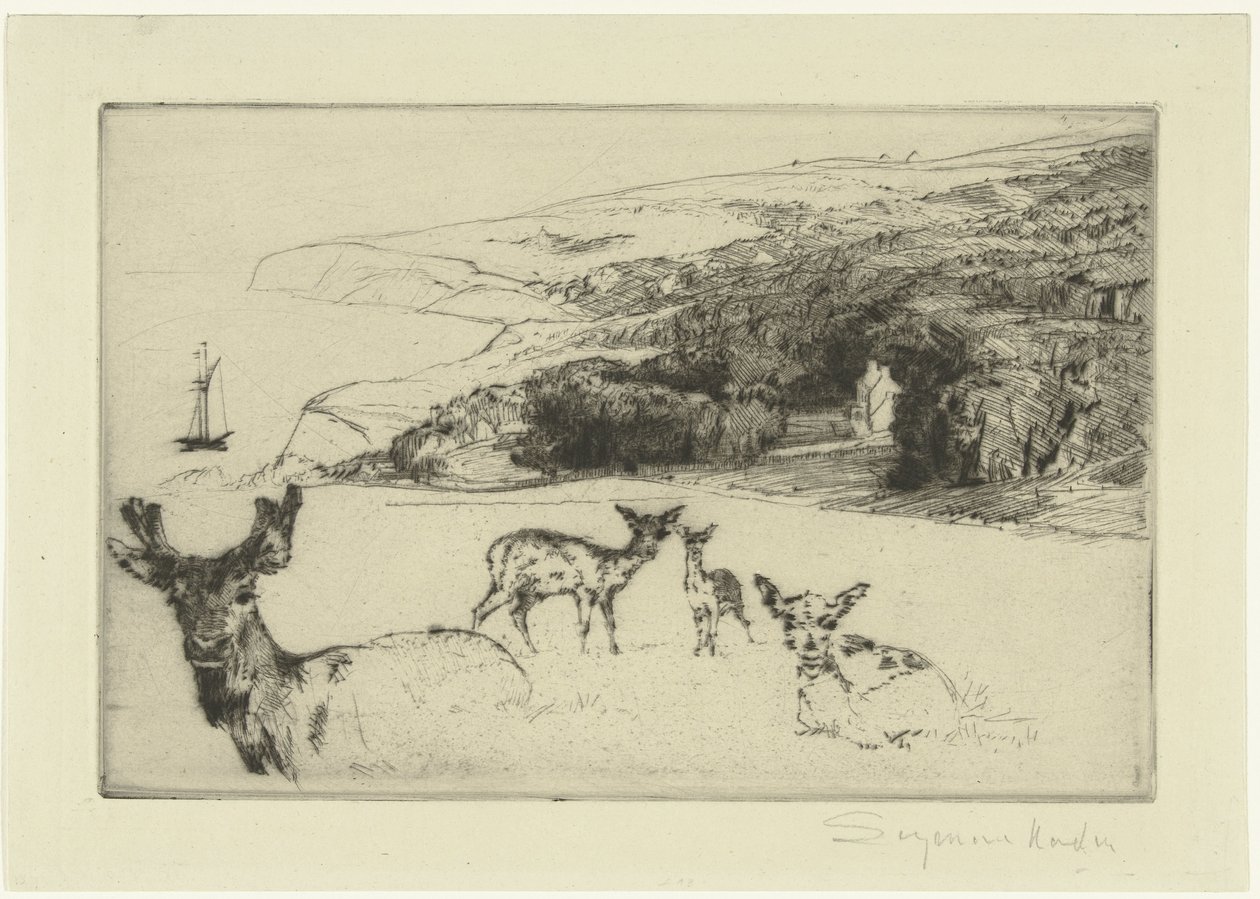 Newton Manor af Francis Seymour Haden (Sir) (signed by artist)