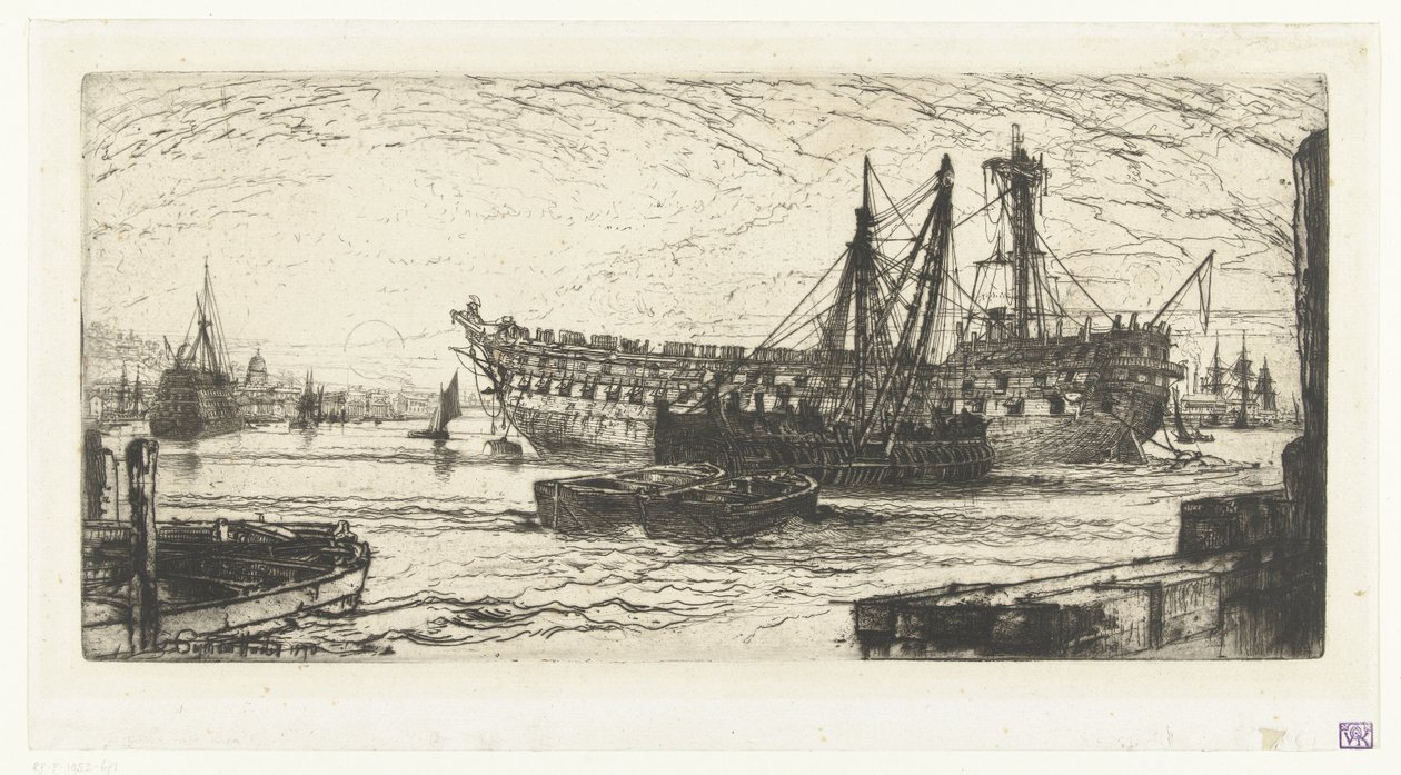 Demontering af skibet Agamemnon Opløsning af Agamemnon af Francis Seymour Haden (Sir) (signed by artist)
