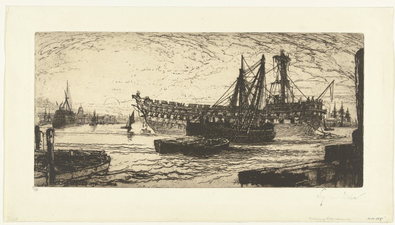 Demontering af skibet Agamemnon Opløsning af Agememnon af Francis Seymour Haden (Sir) (signed by artist)
