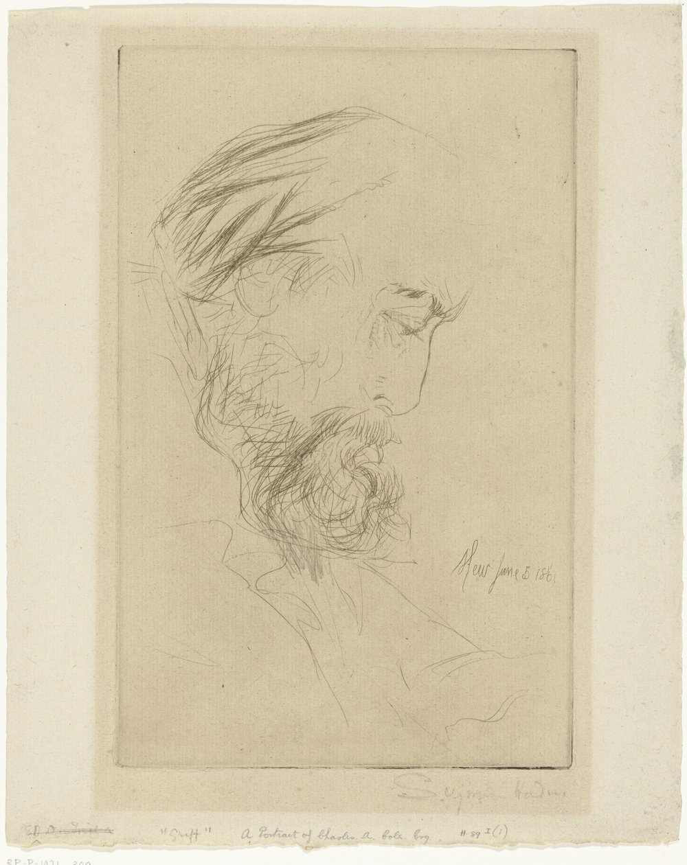Portret af Charles Cole Griff af Francis Seymour Haden (Sir) (signed by artist)