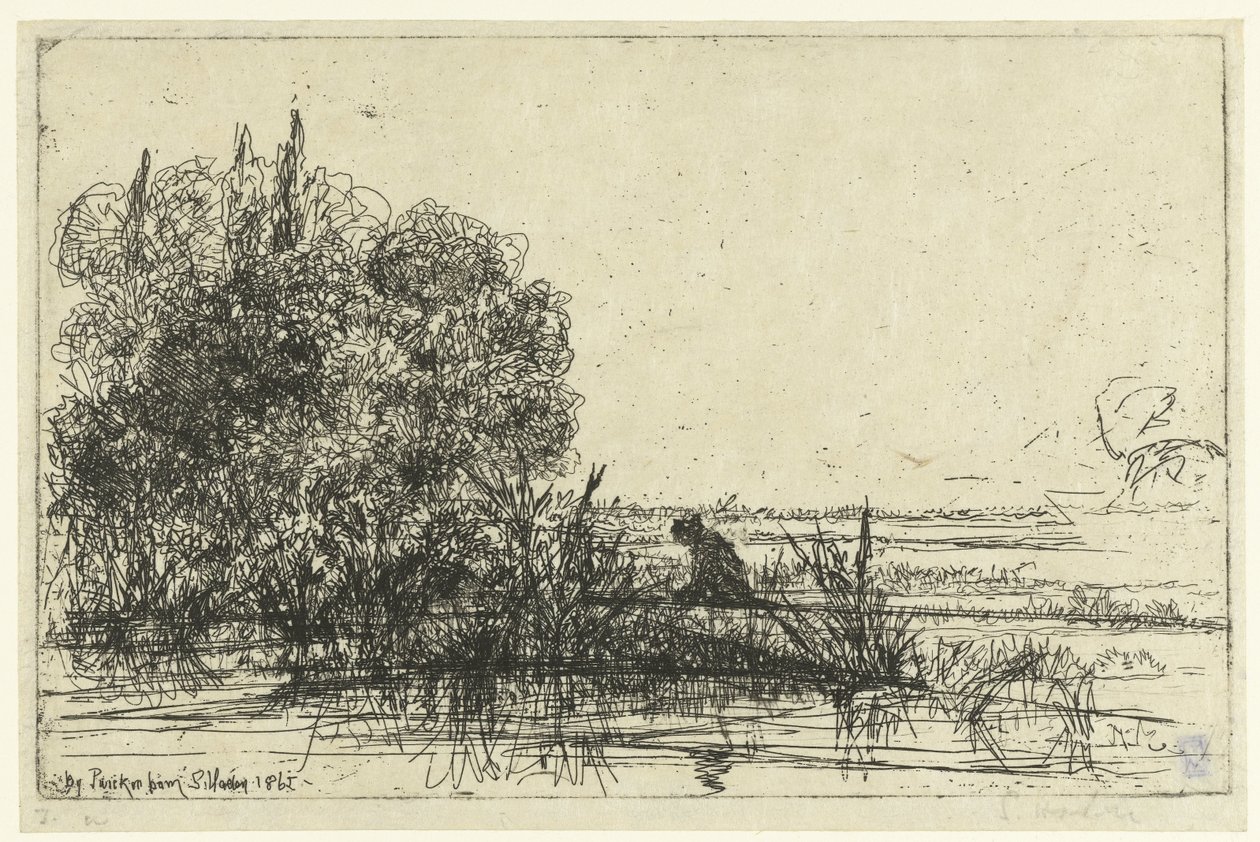 Twickenham aan de temaer Twickenham kirke Af Twickenham (titel på objekt) af Francis Seymour Haden (Sir) (signed by artist)