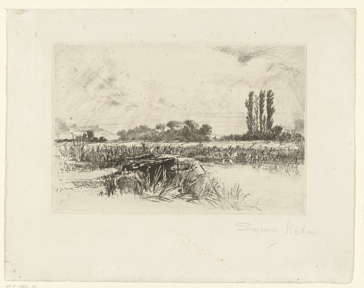 flodslette En vangen af Francis Seymour Haden (Sir) (signed by artist)