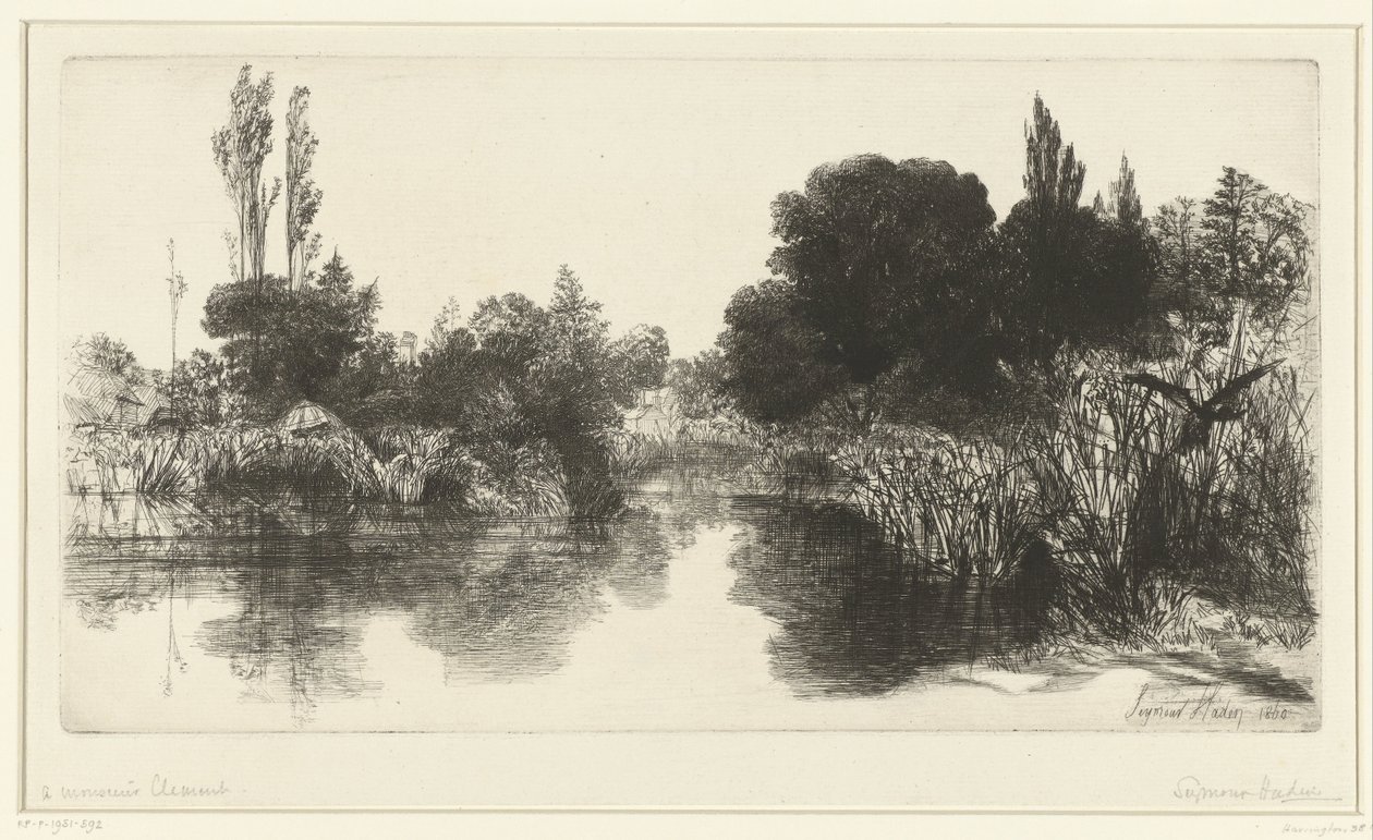 Dam Shere Mill Pond af Francis Seymour Haden (Sir) (signed by artist)