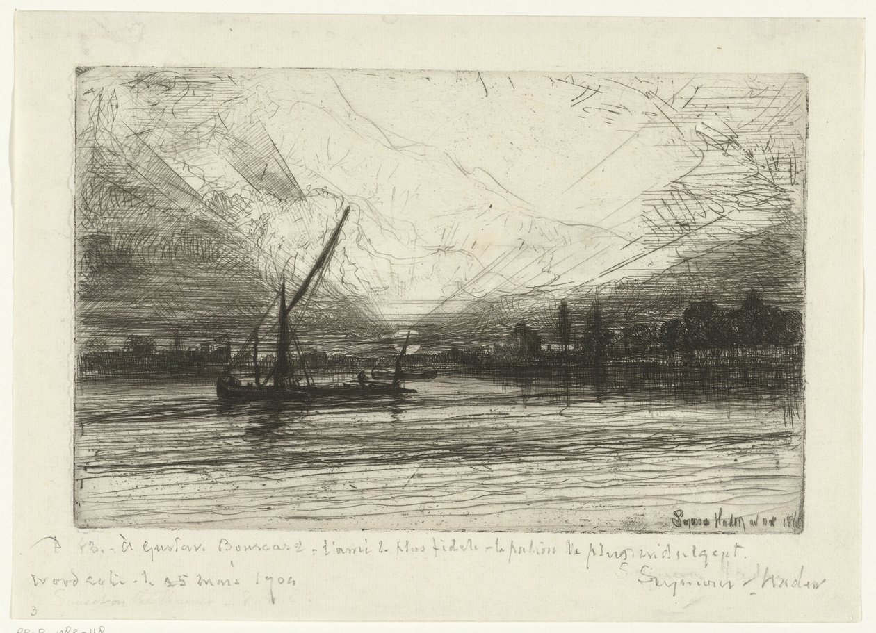 Solnedgang på Themsen Solnedgang på Themsen af Francis Seymour Haden (Sir) (signed by artist)